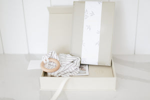 Ready to ship baby gift for families with new member - choose a journal for biological or adopted child.