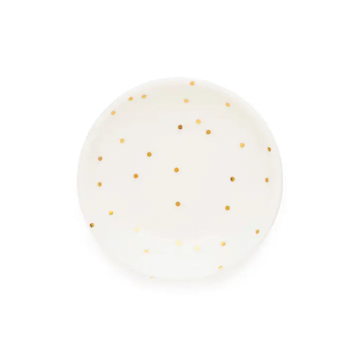 Ceramic Trinket Tray with gold dots
