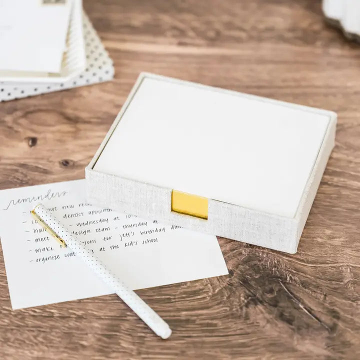 Desk Jotter Notepad with Linen Holder