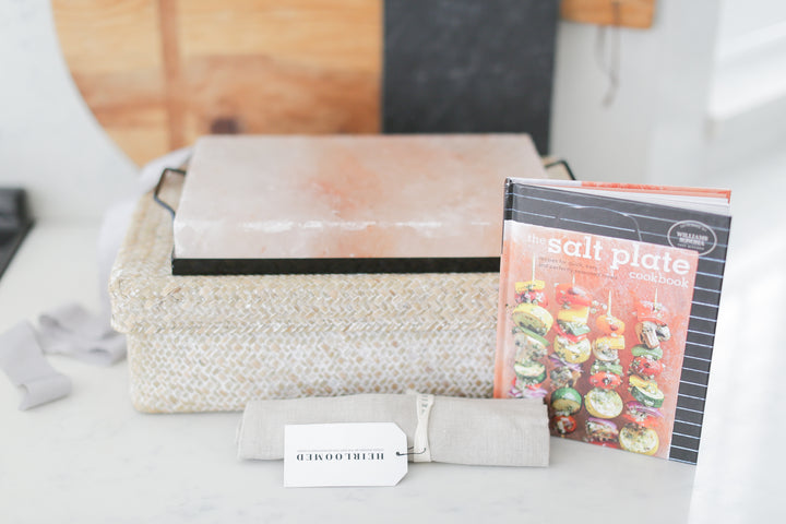 Himalayan Salt Block Plate, Cooking, Gift, Curated Gift Box, Ready To Ship Gifts, New homeowner, Real-estate Gifting, Client Gifts, Realtor Gift, Williams Sonoma Cook Book, Recipes
