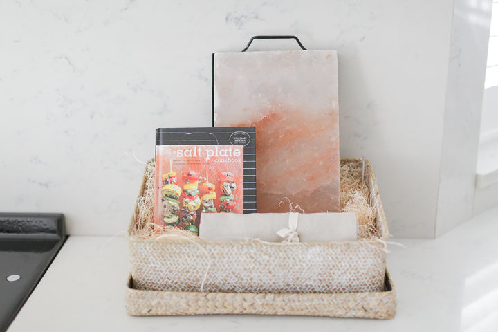 Himalayan Salt Block Plate, Cooking, Gift, Curated Gift Box, Ready To Ship Gifts, New homeowner, Real-estate Gifting, Client Gifts, Realtor Gift, Williams Sonoma Cook Book, Recipes