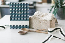 Load image into Gallery viewer, Realtor client appreciation! Gift basket with cherished recipes &amp; eco-friendly napkins, all nestled in a stylish woven basket. Mercy Forest Co.