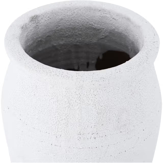 Textured white pot on a white background