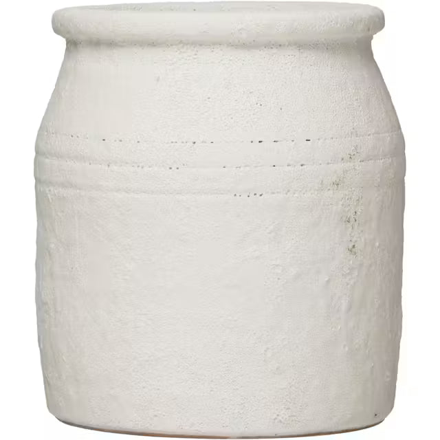 White terracotta utensil jar or vase on a white background