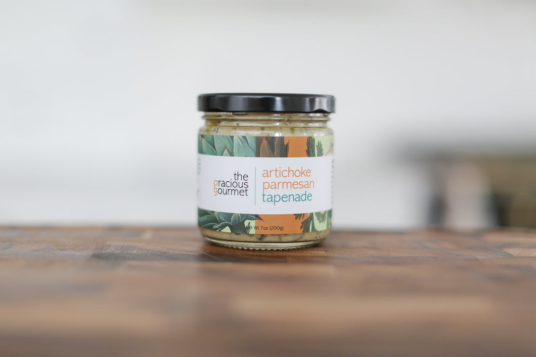 Complete your Mercy Forest Co. gift by adding on The Gracious Gourmet Artichoke Parmesan Tapenade spread!
