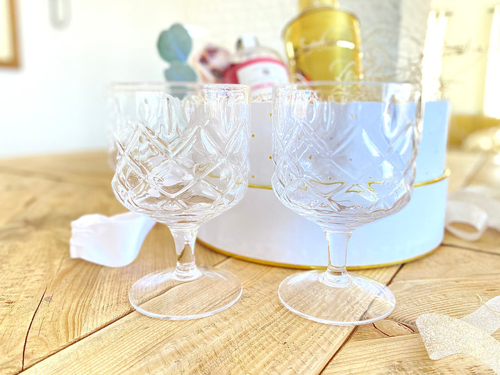 faceted stemmed glass cup from viski 