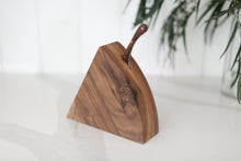 Load image into Gallery viewer, Walnut cutting block, forged knife, forged cheese knife, charcuterie gift box, ready to ship gifts with Mercy Forest Co., gifts for people who like to cook, kitchen helper gifts, client gifting, real estate gifting, woven gift box, seagrass gift box, Mercy Forest Co. , customized gifts, engraved gifts, ready to ship engraved gifts, personalized gifting, white kitchen, custom kitchen, shiplap kitchen, nickel gap kitchen