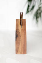 Load image into Gallery viewer, Walnut cutting block, forged knife, forged cheese knife, charcuterie gift box, ready to ship gifts with Mercy Forest Co., gifts for people who like to cook, kitchen helper gifts, client gifting, real estate gifting, woven gift box, seagrass gift box, Mercy Forest Co. , customized gifts, engraved gifts, ready to ship engraved gifts, personalized gifting, white kitchen, custom kitchen, shiplap kitchen, nickel gap kitchen