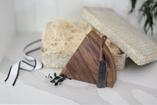 Load image into Gallery viewer, Walnut cutting block, forged knife, forged cheese knife, charcuterie gift box, ready to ship gifts with Mercy Forest Co., gifts for people who like to cook, kitchen helper gifts, client gifting, real estate gifting, woven gift box, seagrass gift box, Mercy Forest Co. 