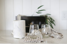Load image into Gallery viewer, Sophisticated realtor client gift: Marble wine chiller, 2 hammered wine glasses, and a stylish tea towel. Perfect for celebrating closings, anniversaries, or new beginnings.