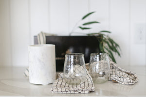 Sophisticated realtor client gift: Marble wine chiller, 2 hammered wine glasses, and a stylish tea towel. Perfect for celebrating closings, anniversaries, or new beginnings.