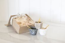 Load image into Gallery viewer, custom curated kitchen essentials gift box, shiplap, white kitchen, kitchenware,Gift box, marble bowls with brass spoon, condiment bowls, wood board, personalized gifting, engraved wood board, charcuterie board, engraved charcuterie board, client gifting, client gifting ideas 